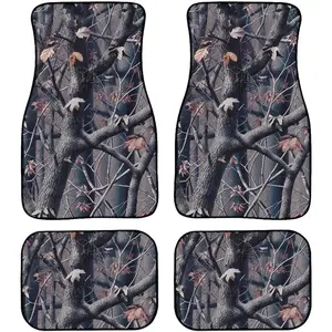 4 Pcs Auto Front/Back Floor Mats Camo Forest Hunting Car Interior Rugs with Backing All Weather Vehicle Floor Carpet for Truck Sedan SUV Van ﻿