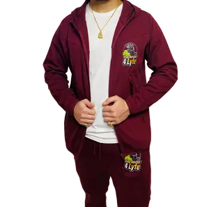 "Original" True Hustler 4 Lyfe Burgundy Tech Tracksuit Suit (Unisex), Comfortable, Breathable