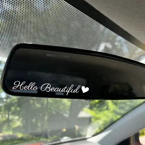 Hello Beautiful Rearview Decal - Rear view Mirror Decals - Mirror Sticker - Rear View Mirror Sticker - Car Mirror Decal - Hello Mirror Decal
