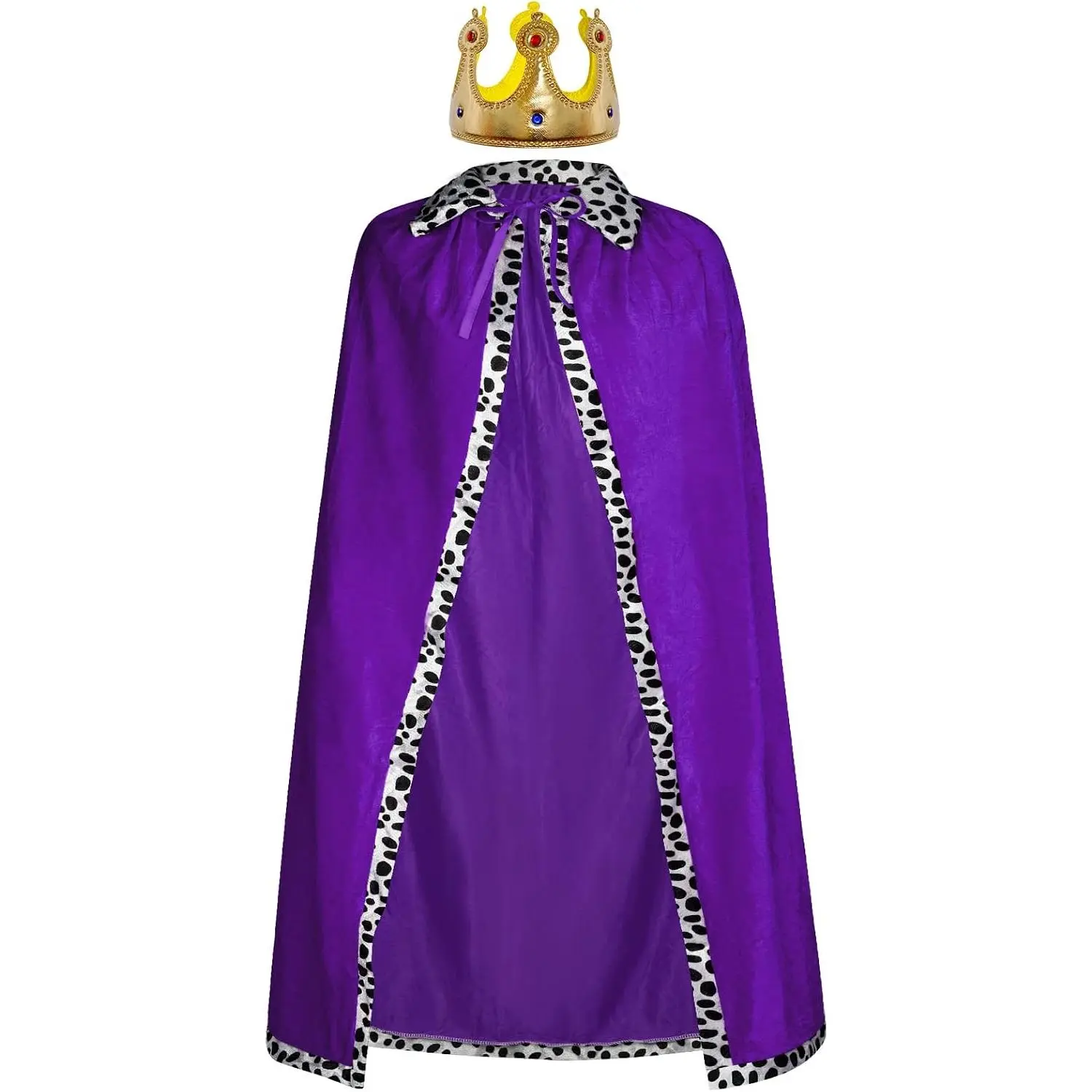King Robe Costume Queen Robe Crown Set Cosplay Stage Performances Royal Cape Dress Up for Halloween CostumeGift.