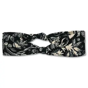 White Vine Print Black Headband