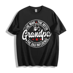Casual Style Unisex T-Shirt Grandpa The Man The Myth The Bad Influence Graphic Design Summer Wear Gift For Grandfather