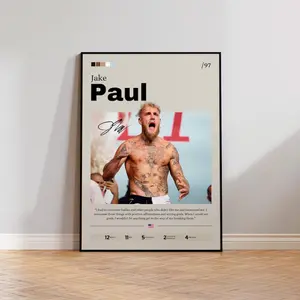 Jake Paul Boxing Poster - Sustainable Vivid Prints, Multi-Size Photo, Celebrity Fighter Illustration, Man Cave Room Wall Decoration