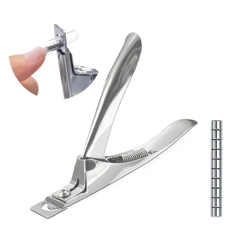 Adjustable Stainless Steel Acrylic Manicure Nail Clippers with 10 Magnets, Long UV Extension Nails Trimming Tool, Precise Nail Trimmer, Nail Care Tools, Nail Art Tools, Single Item Pack, Nail Care Products, Fingernail Clipper