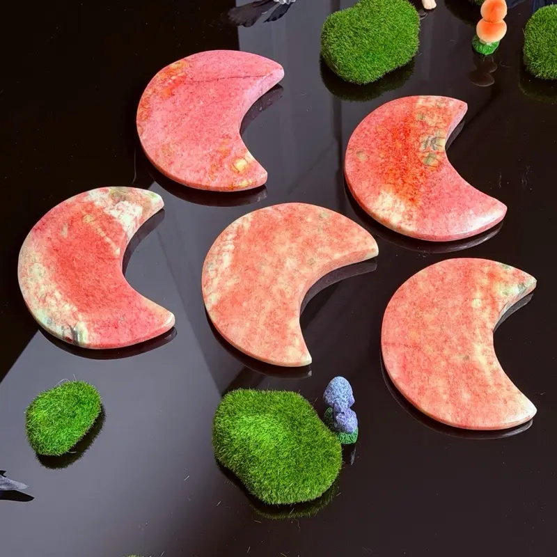 Pink Zoisite Moon - Natural Stone Decorative Piece for Home Decor