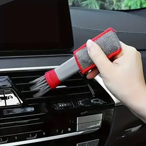 Double-Headed Soft Bristle Car Cleaning Brush, Effective Dashboard and Vent Detailing Tool, Ergonomic Handle for Deep Cleaning Gaps and Surfaces, Soft Microfiber, Car Detailing Accessories