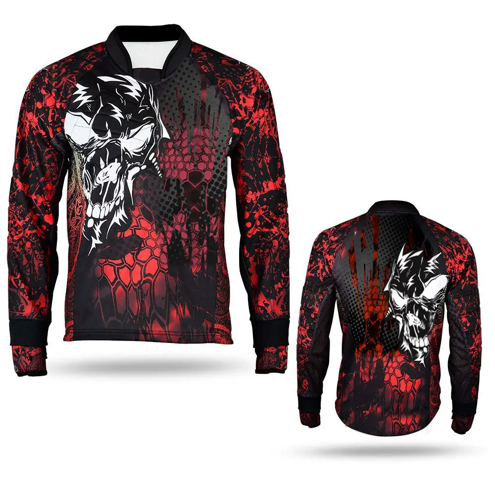 Galaxy High Quality Paintball Long Sleeve Padded Lightweight Jersey Black/Red - 1103