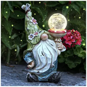 Solar Gnome Outdoor Statues for Garden Outside Decor with Light Ball for Yard Art Lawn Ornaments Porch Patio Balcony Home House - Birthday Housewarming Christmas Gifts for Grandma Mom Women, Backyard Decor, Yard Decor
