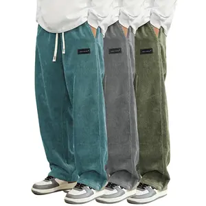 3pcs Men'S Corduroy Casual Joggers - Stylish Brown & Black, Comfortable Loose Fit with Drawstring Waist, Pockets, and Elastic Cuffs, Perfect for Casual Attire, Jogging Pants, Corduroy Pants For Men, Men'S Outfit, Men Sports Pants, Men Jogging Pants, Men D