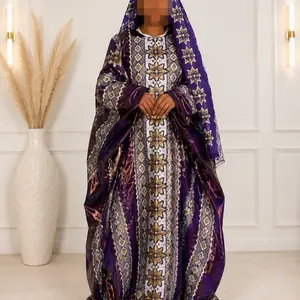 Premium Bazin Riche Traditional Dress - Purple, Gold