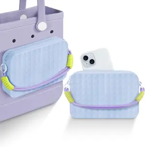 Large Capacity Silicone Phone Holder for Bogg Bag, Beach Bogg Bags Tote Bag Compatible, Soft Silicone Insert Wallet Charm for Bogg Bag Accessories, Bogg Bag Phone Holder