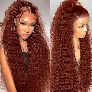 LALULA Reddish Brown Lace Front Wigs Human Hair 200% Density Water Wave 13x6 Hd Lace Front Wigs And Wavy Lace Front Wigs for Women  Pre Plucked With Baby Hair 30inch
