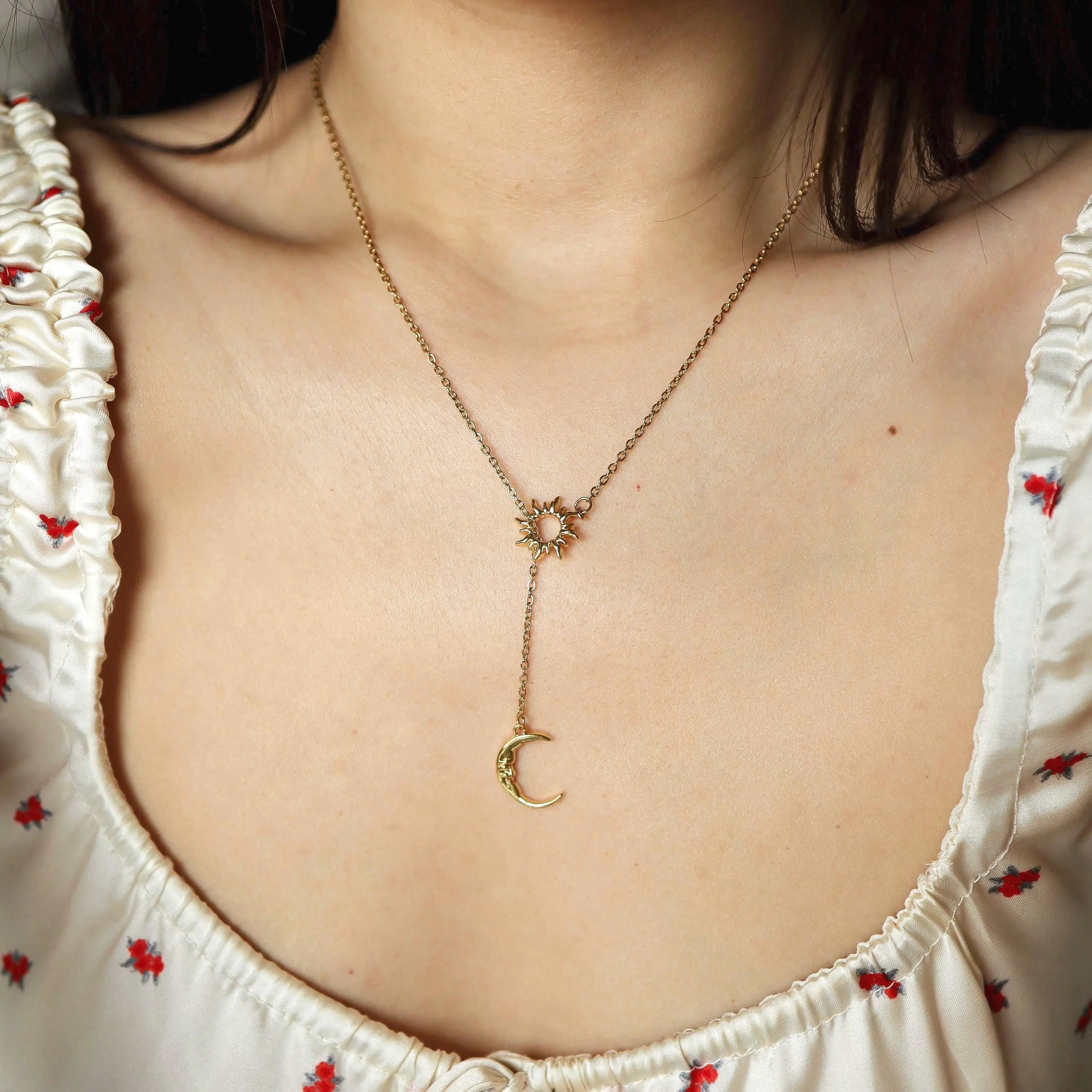 Sun & Moon Lariat Necklace Witchy Jewelry Adjustable Choker,summerwins Goth Celestial