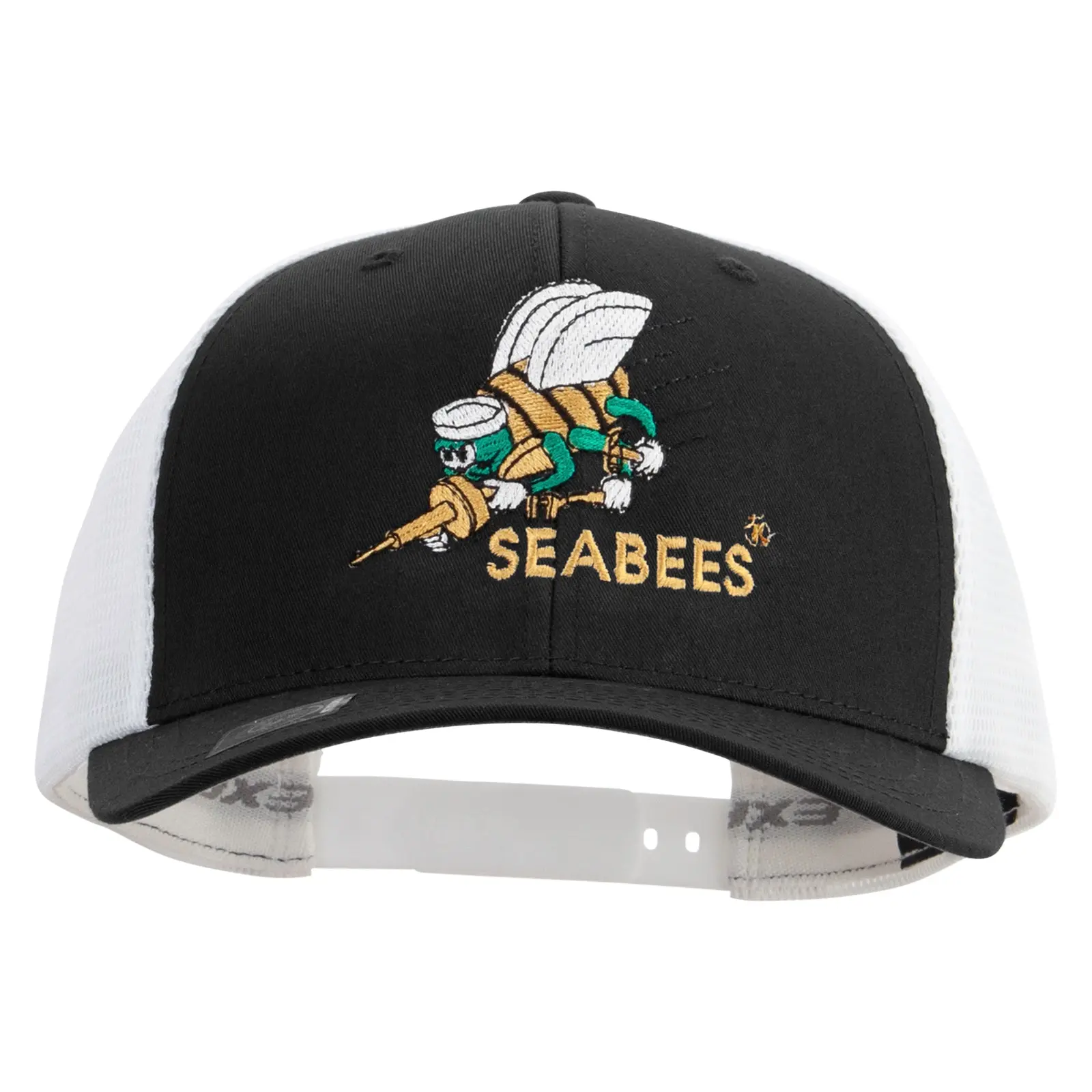 US Navy Seabees Embroidered Flexfit 2 Tone Mesh Cap