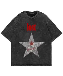 Vintage Washed Mgk Lost Americana T-Shirt Summer Fashion Men Streetwear Hip Hop Oversize Acid Wash Tees Shirts Tops