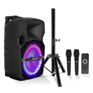 5 Core Party Speaker Bluetooth 400W Big Powered Rechargeable Outdoor PA DJ System w 2 Wireless Mics