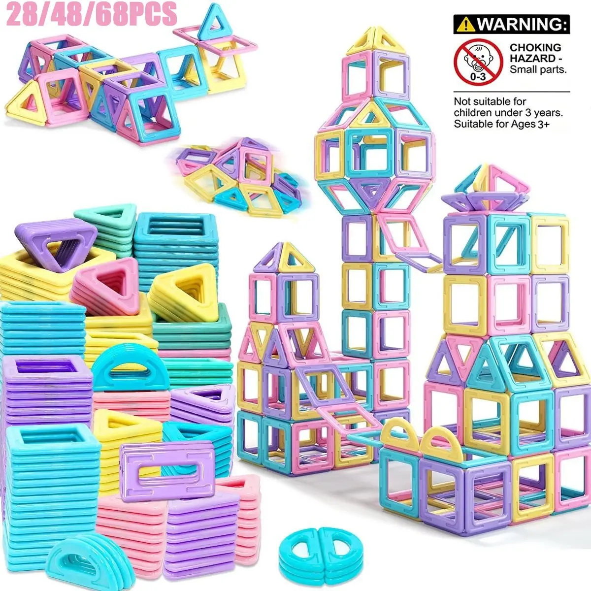 Big Size Macaron Magnetic Designer Construction Set, Building Toy Magnets, Educational Toys for Kids, Birthday Gifts, Random Color