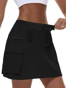Women's Hiking Cargo Short Skirt, High Waist Golf Style Casual Dress with Zipper Pockets, Quick Dry Sports Skirt for Outdoor Activities, High Waisted Skorts