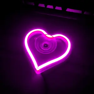Car LED Window Neon Light Battery-Powered Luminous Heart-Shaped Decorative Light Car-Mounted Interface Wireless Remote Control Ambient Light