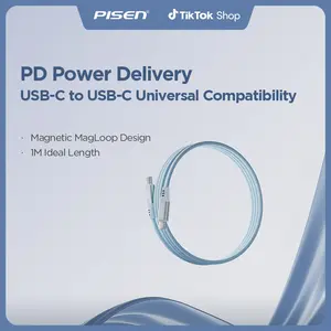 Pisen MagStack Pro USB C to USB C 60W Cable, Magnetic Type C Charger Fast Charging Cord, On The Go Magnetic Charging Cable for Car, Compatible with 17 Pro Max, ,16,15, Galaxy S21 S20 Ultra, 60W 3FT/1M