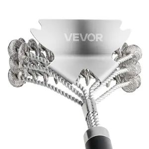 VEVOR Grill Brush and Scraper,  BBQ Brush for Outdoor Grills, Stainless Steel Woven Wire, Bristle Free Barbecue Brushes for Porcelain, Charcoal, Grate Cleaner Grill Accessories, 17 in