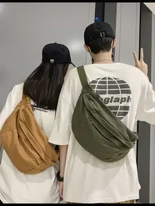 Large Capacity Women's Waist Pack, Canvas Men's Chest Bag, Casual Dual-Layer Crossbody Bag, Couple Slouchy Shoulder Bag, Crossbody Fanny Pack, Casual Bum Bag