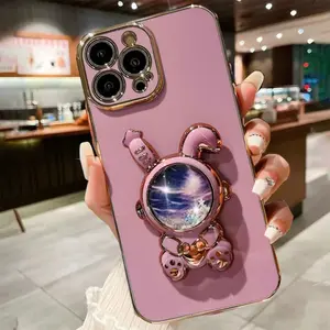 Phone Case with Cartoon Design Stand, Anti-fall Fully Edged Silicone Protective Mobile Phone Case, Shockproof Phone Cover for iPhone 15 Pro Max 14 13 Pro 12 Pro