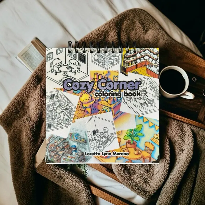 Cozy Corner Coloring Book: Bold & Easy Cute Shop Scenes