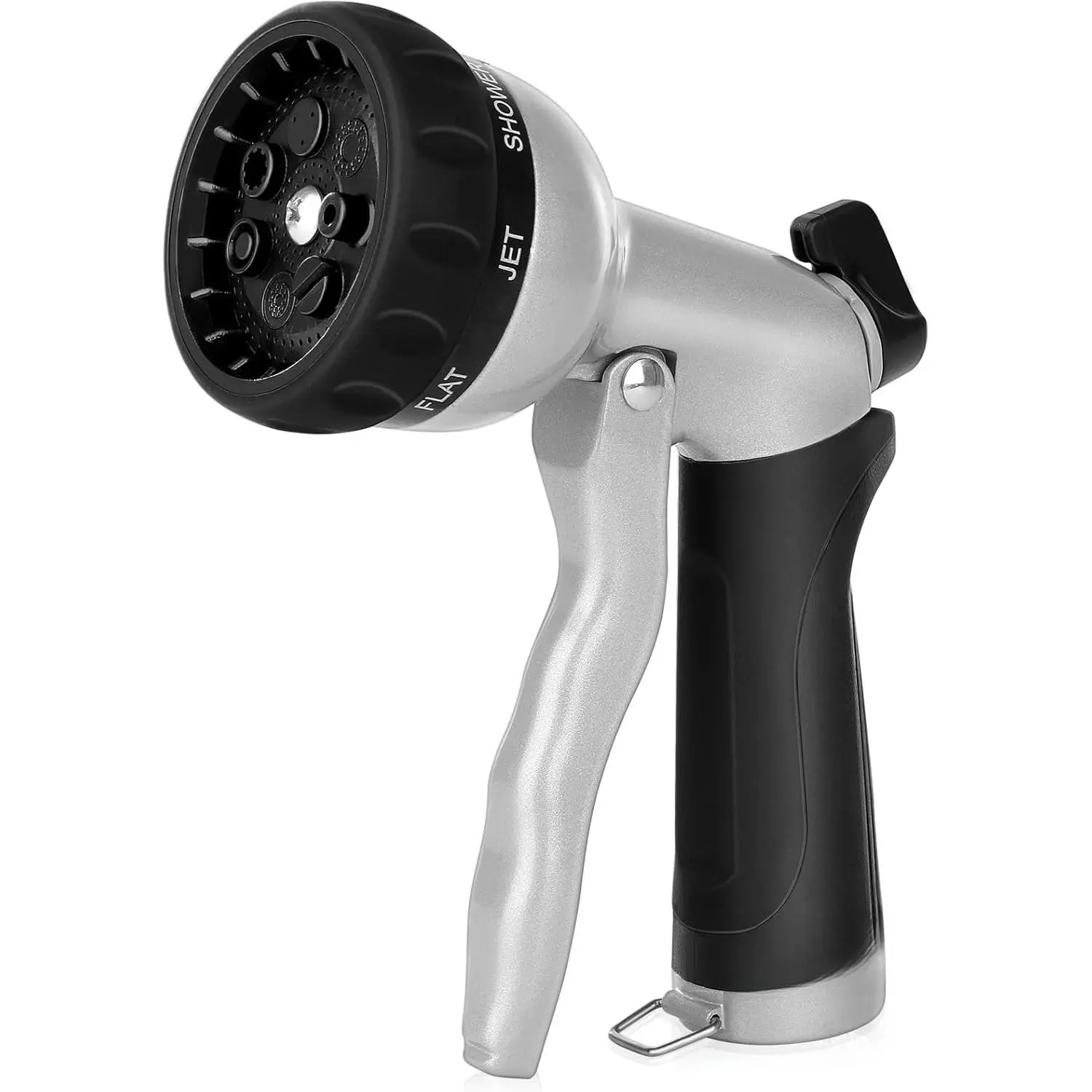 Garden Hose Nozzle, Heavy Duty Metal Water Nozzle with 7 Adjustable Spray Patterns, High  Hand Sprayer with Flow Control, for Watering  & Lawns, Washing  & Pets, Black
