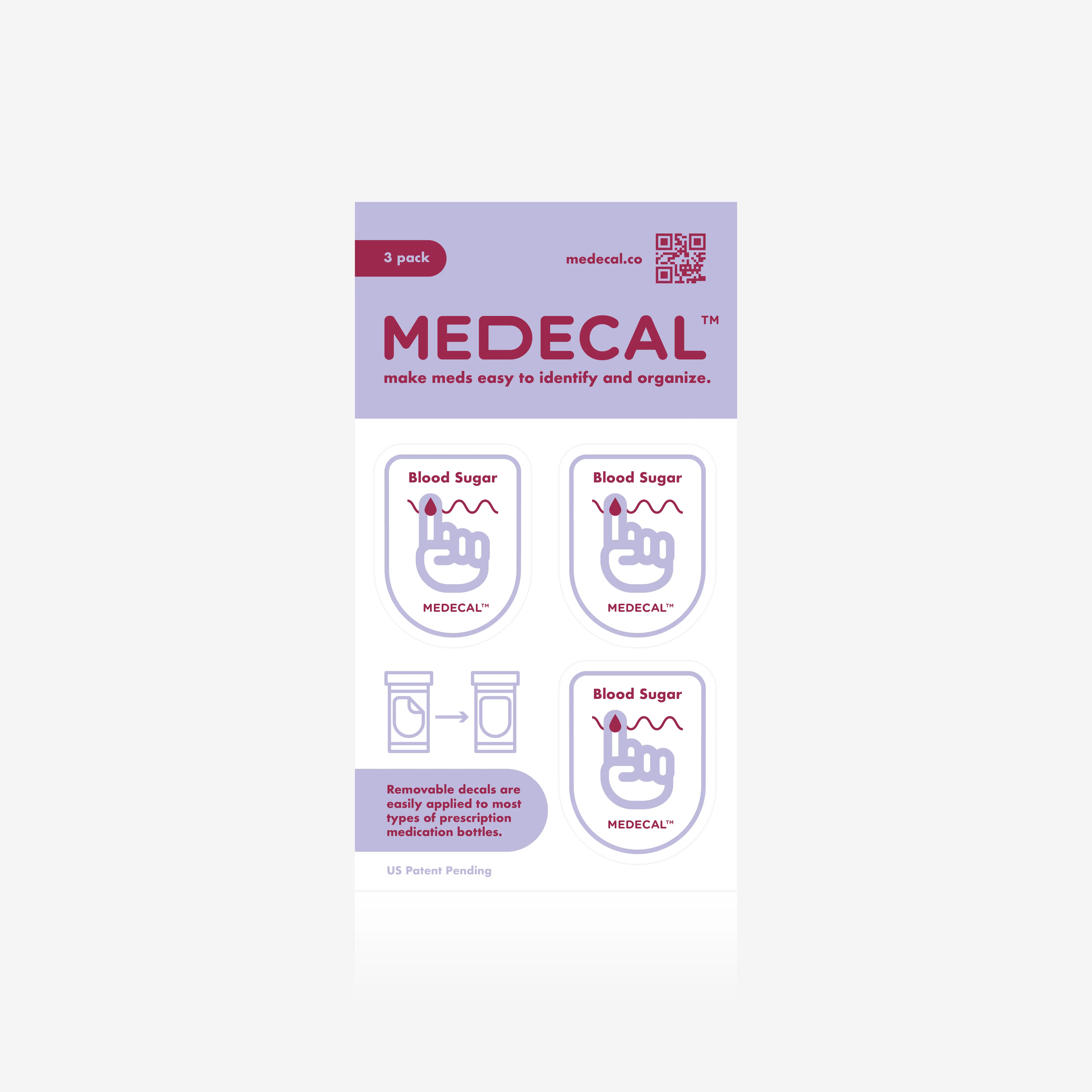 Blood Sugar Medecal - Removable Label Decal - Identify and Organize Medications