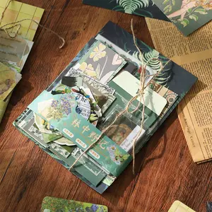 Forest Botanical Scrapbook DIY Kit with Die Cut Stickers Irregular Cards Tickets Envelopes Date Stickers & Labels for Creative Projects Vintage