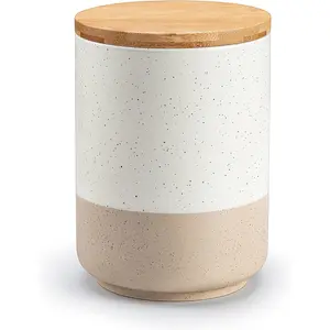 Sabine Ceramic Canister with Airtight  Lid - 36 oz Kitchen Storage Container for Coffee, , Sugar, Nuts & Spices - Medium Countertop Jar