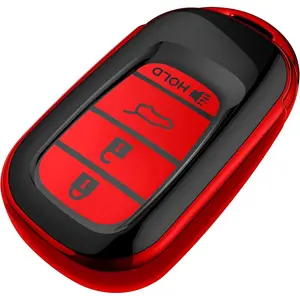 for Honda Key Fob Cover, Premium Soft TPU Full Protection Key Fob Case for 2022 2023 2024 2025 2026 Accord Civic HR-V CR-V Pilot Passport Smart 4-Buttons Smart Remote Key Protector (Red)