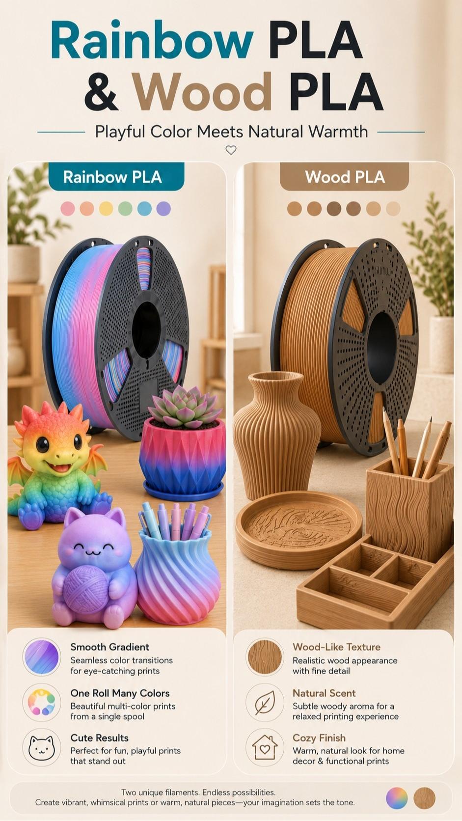 SUNLU 1KG PLA Filament Bundle, 3D Printing Supply with Back to School Aesthetic Options - Mix & Match Galaxy Theme, Twinkling, Marble, Wood, Rainbow, Matte Varieties tiktokshopbacktoschool,back to school,back to school haul