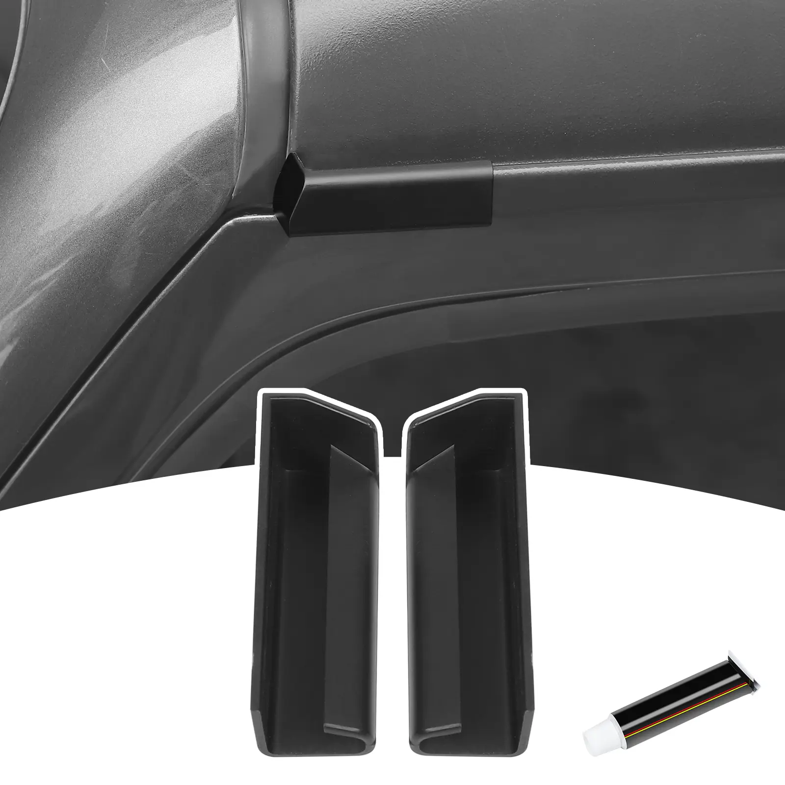 Black High-Strength ABS Car Rain Side Window Deflectors & Visors, Gutter Diverter for 2018+ Jeep Wrangler JL JLU & Gladiator JT Hard Tops, Self-Adhesive Clip-On Kit Included, Tool-Free Easy Installation, Ideal for Storms & Heavy Rain