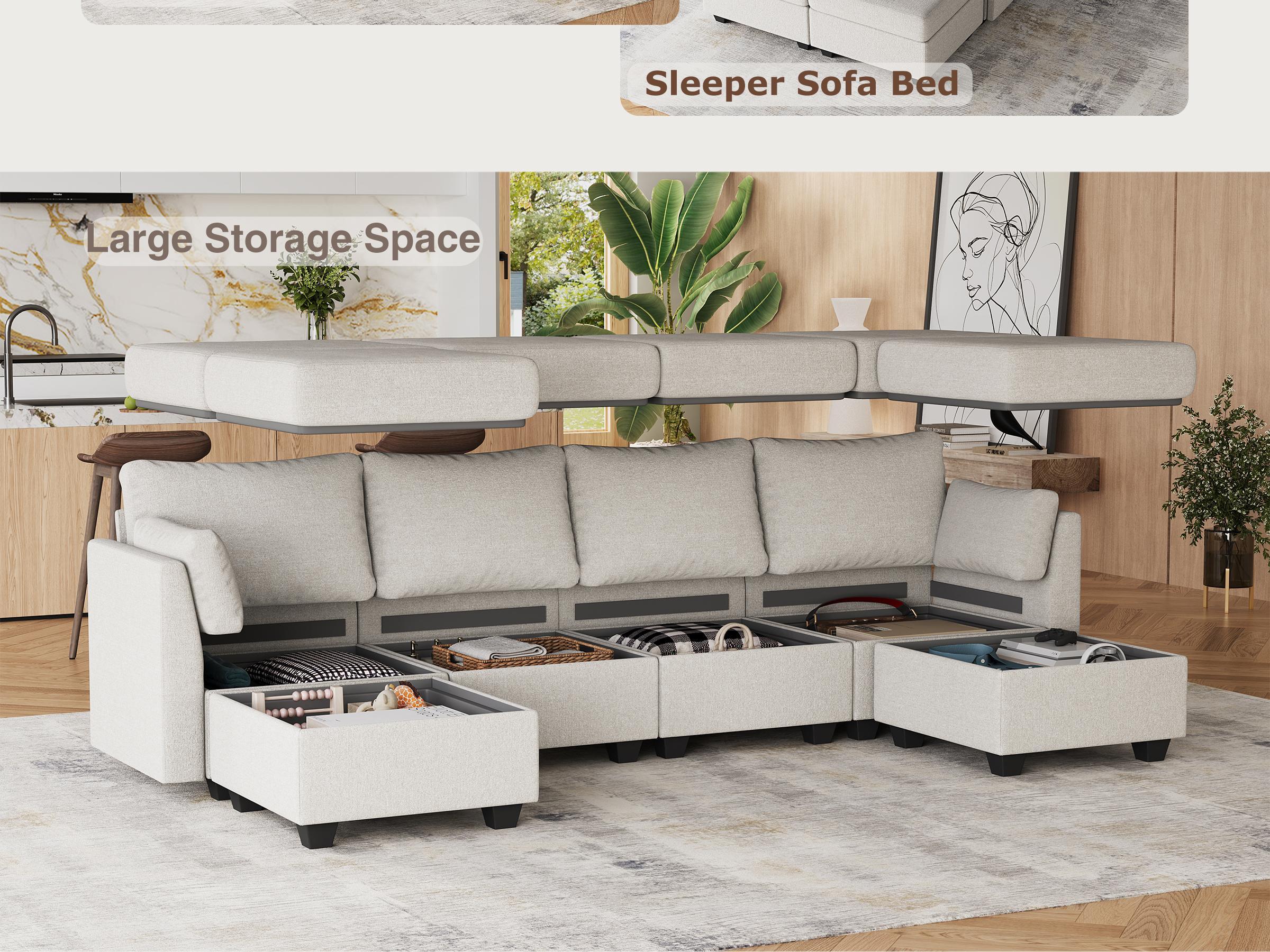 【4 Packages】114.17" Modular Sectional Sofa, 6 Seat Modular Couch with Storage, Memory Foam, Convertible Sectional Couches for Living Room, U Shaped Comfy Modular Sofa with Chaise 【4 Packages】114.17" Modular Sectional Sofa, 6 Seat Modular Couch with Storage, Memory Foam, Convertible Sectional Couches for Living Room, U Shaped Comfy Modular Sofa with Chaise