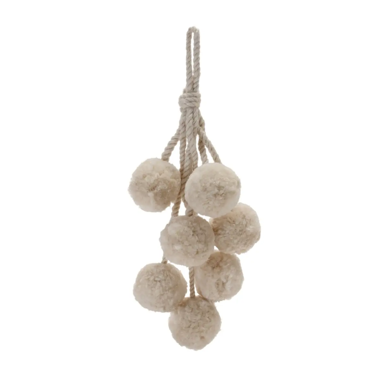Melrose 91210DS Fluffy Polyester Pom Pom Cluster Ornament Drop - 14.5 in., Beige, Set of 4, Trending Hanger Decor for Trees, Christmas