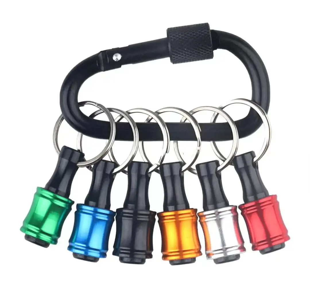 1/4 in Aluminum Tool Bit Holder (6 Bit Holders) - Metal Hex Shank Drill Storage Extension Rod for Electric Screwdrivers, Holiday Design, Color-Coded Organization, Holiday Gift Wrap Option, Improve Work Efficiency