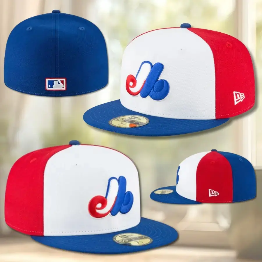 New Era Montreal Expos 59FIFTY Fitted Baseball Cap – Red White Blue Flat Brim Hat with Classic Expos Logo, Retro MLB Streetwear Style - TikTok Shop