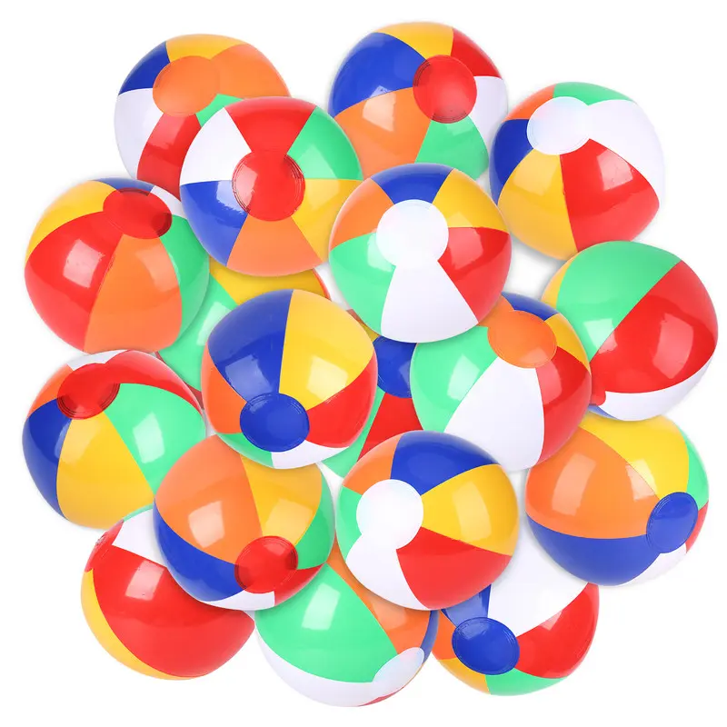 18PCS Rainbow Inflatable Beach Balls - Kids' Pool Float, Pool Accessories, Christmas Gift, Summer Water Toy, Birthday Party Favors, Hawaiian Tropical Theme Decor