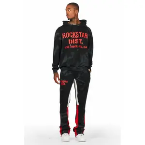 Nelly Black/Red Hoodie Stacked Flare Track Set
