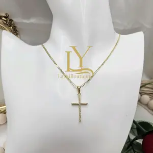 LaYaiBoutique #2293 necklace and cross, 14k gold plated, high quality.