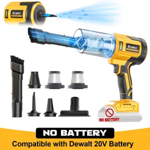 Ecarke Cordless Car Vacuum Compatible with DeWalt 20V Battery,【Battery NOT Included】 20000Pa High-Power 5-in-1 Handheld Vacuum & Air Blower, Air Duster and Pump for Car, Home, Office & Pet Cleanin