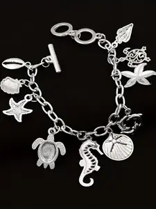 Trendy Turtle Starfish Shell Bracelet, Handmade Vintage Unisex Ocean Theme Jewelry, Stylish Accessory for Men and Women