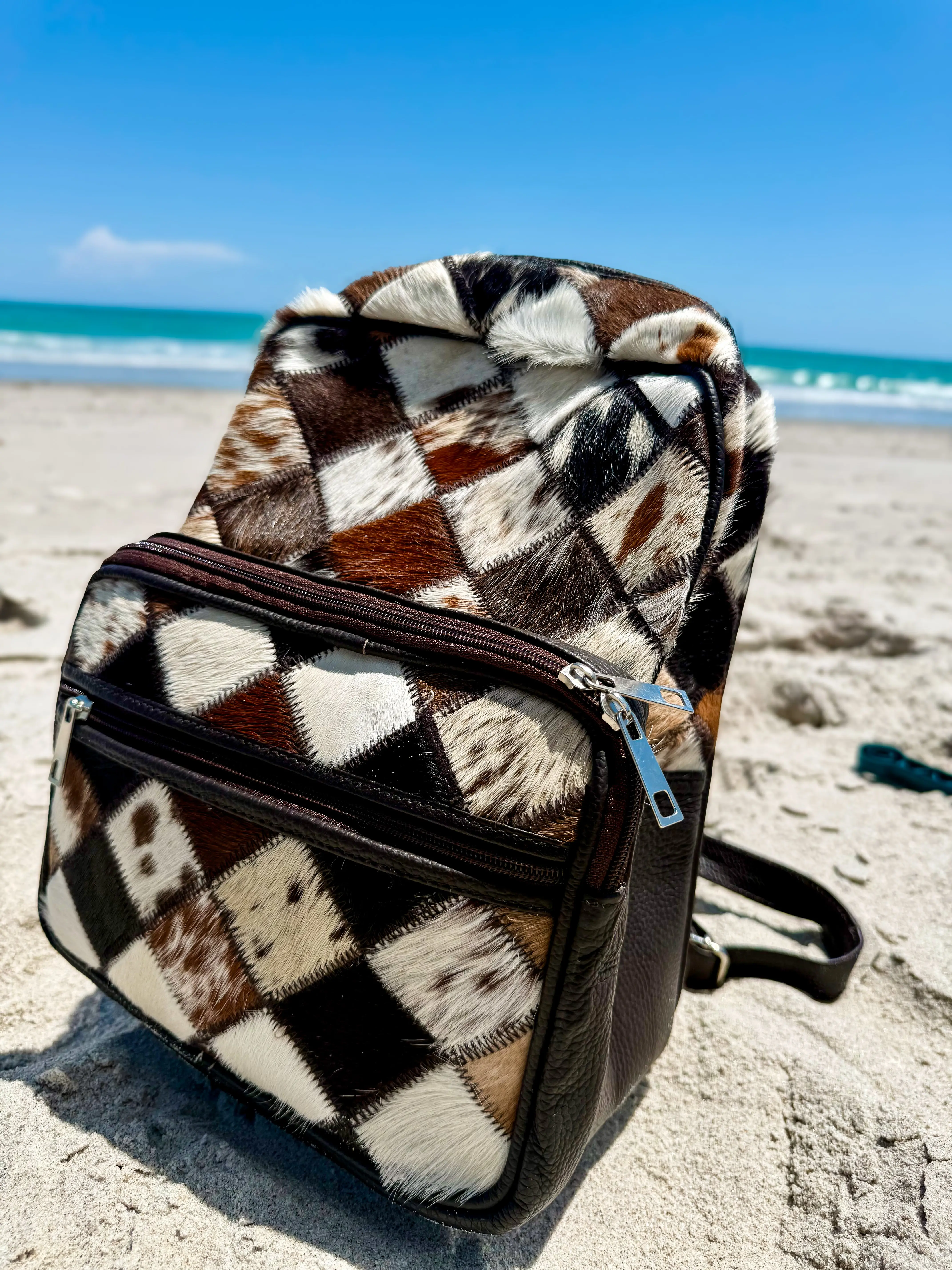 The Check Her Out Mini Backpack | Hair-on-Hide Patchwork Leather Mini Backpack