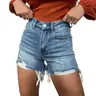 On The Go Distressed Shorts- Medium Wash