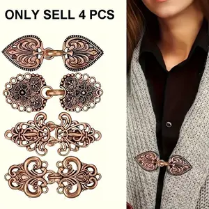 4-Piece Vintage Zinc Alloy Sweater Clips, Ideal for Sweaters, Rotating Sweater Buttons, Elegant Cape Collar Clips, Shawl Holders, Unisex Gift Set