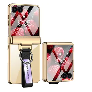 Integrated shell and film phone case with ring holder, compatible with Samsung Galaxy Z Flip 7. This shockproof protective cover features durable protection and a firm grip design, perfectly suited for daily use.