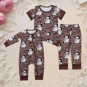 Kids Clothing Cute Christmas Brown Camo Santa Sibling Brother Boys Pajamas Baby Rompers fall casual wear