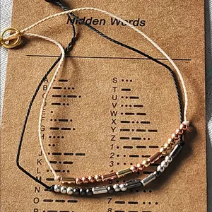 Badass morse code adjustable bracelet in silver or gold Female